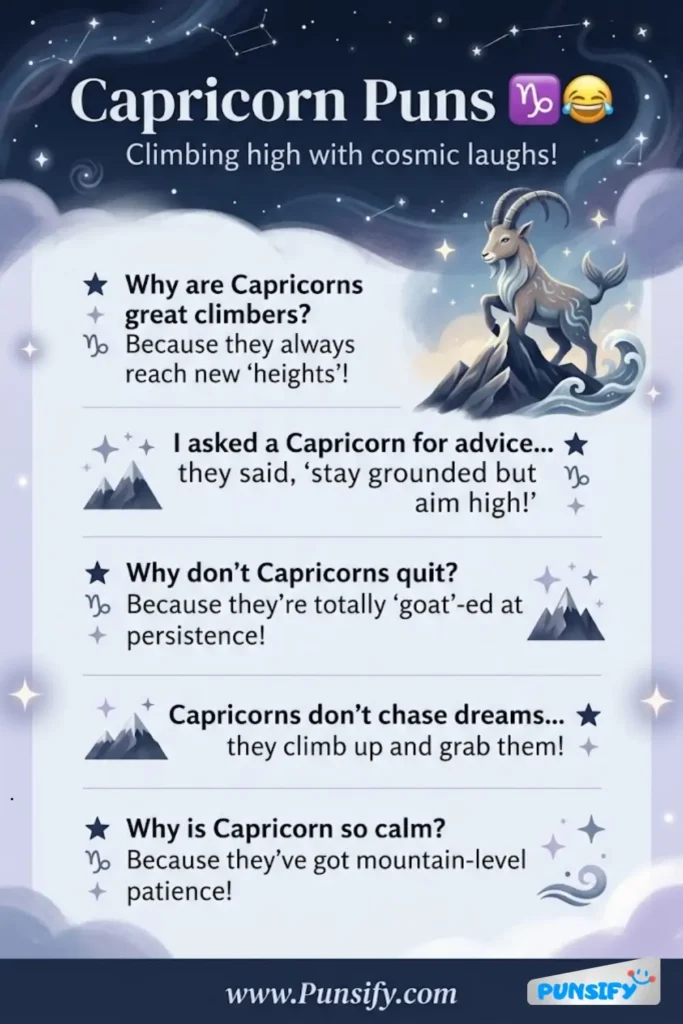 157+ Hilarious Capricorn Puns and Jokes That&rsquo;ll Keep Your Humor Grounded And Goat-Inspired