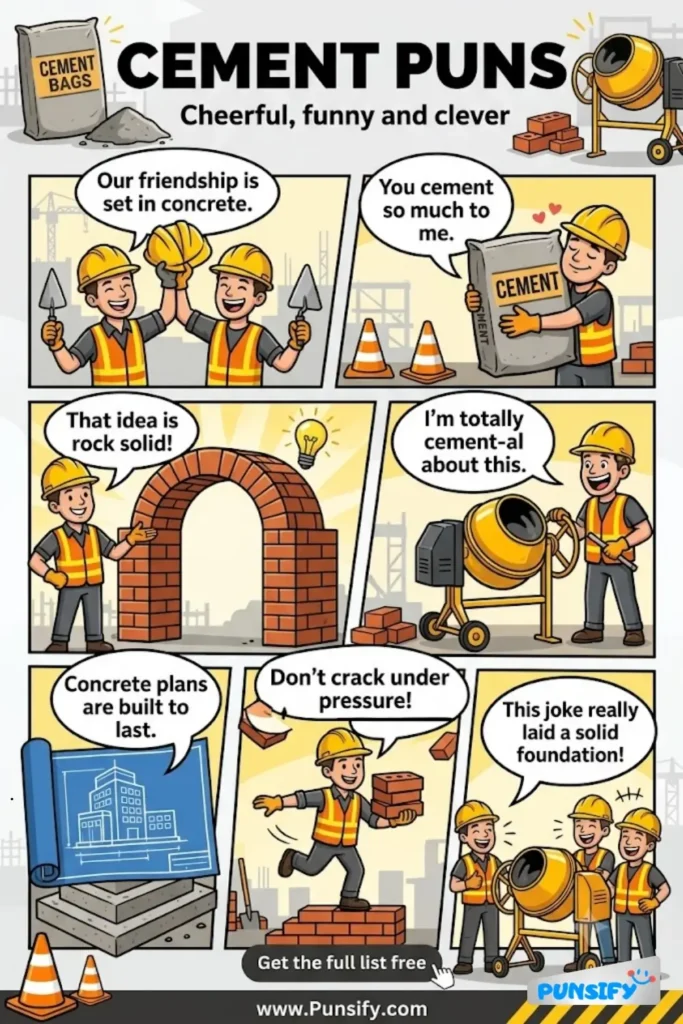 165+ Hilarious Cement Puns & Jokes That’ll Concrete Your Day With Humor in 2026