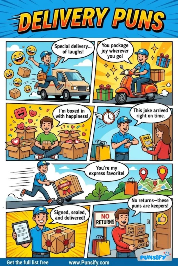 179+ Hilarious Delivery Puns That Will Have You Rolling in the Aisles of Laughter in 2026