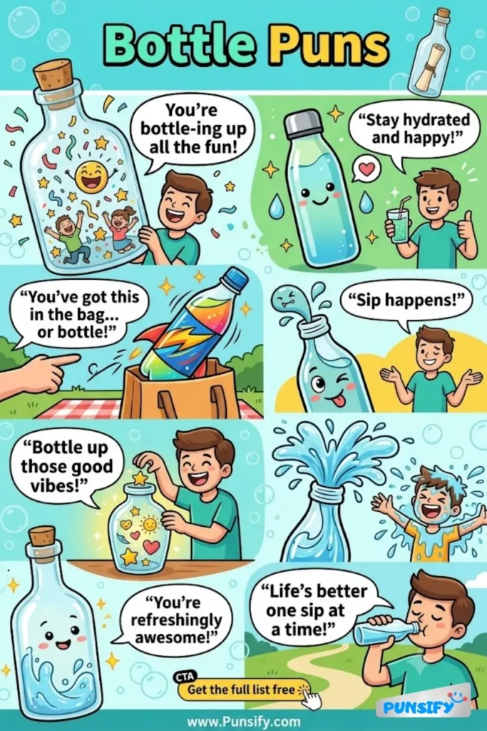 199+ Hilarious Bottle Puns & Jokes That Will Pour Out Laughs and Sip Up Smiles in 2026