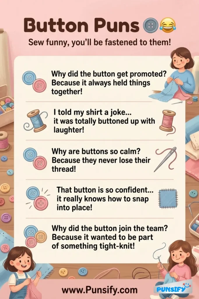 157+ Hilarious Button Puns and Jokes That Will Keep You Fastened to Laughter