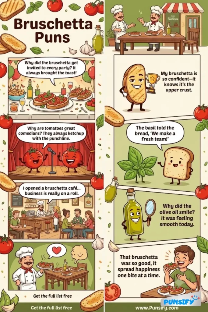 189+ Hilarious Bruschetta Puns & Jokes That Will Toast Your Day With Laughter!