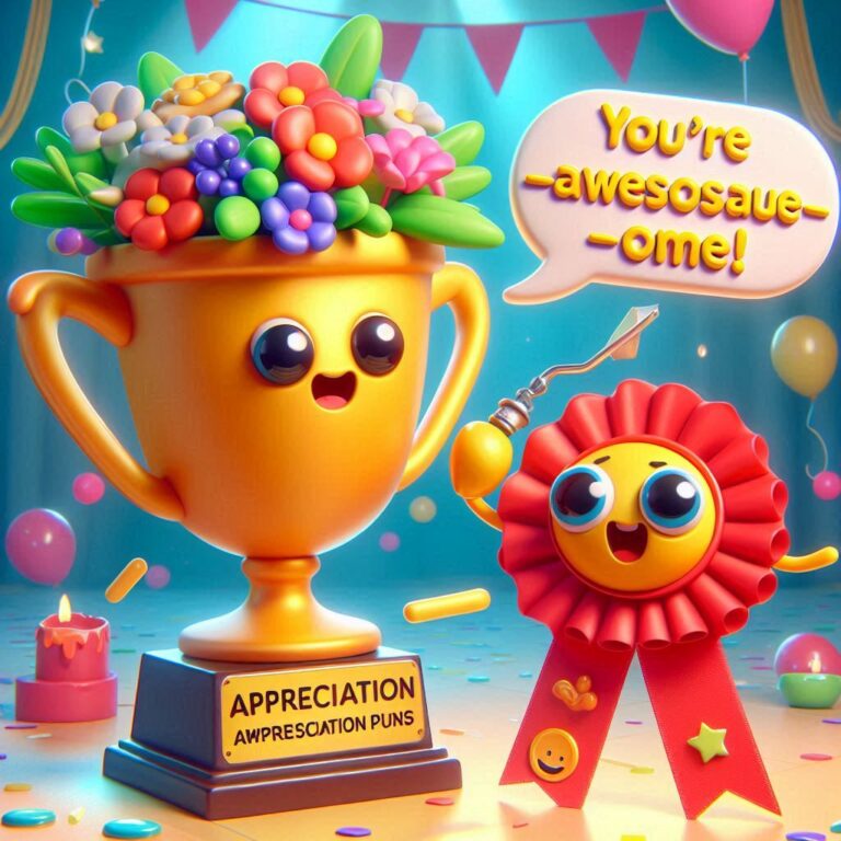 A cheerful trophy overflowing with flowers, smiling sun character beside it.