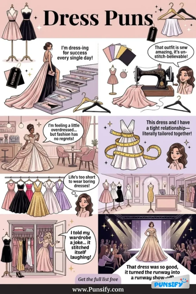 183+ Hilarious Dress Puns & Jokes That Will Have You Sew Laughing Your Stitches Off