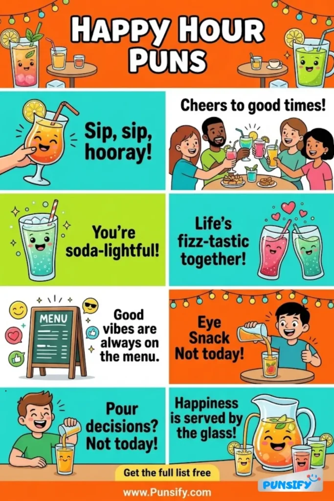 193+ Funny Happy Hour Puns To Keep The Good Times Pouring in 2026