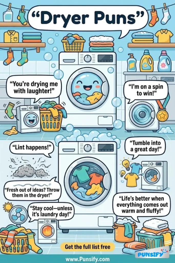 179+ Hilarious Dryer Puns To Add Some Fresh Humor To Your Laundry Day in 2026