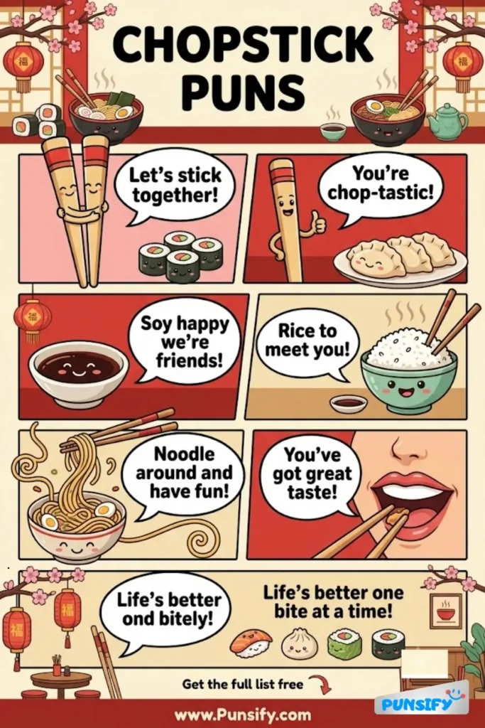 179+ Hilarious Chopstick Puns That Will Stir Up Some Laughter in 2026