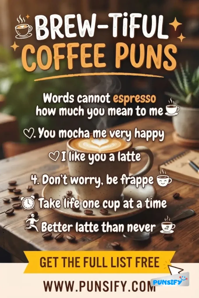 Coffee puns that stir up a whole latte joy