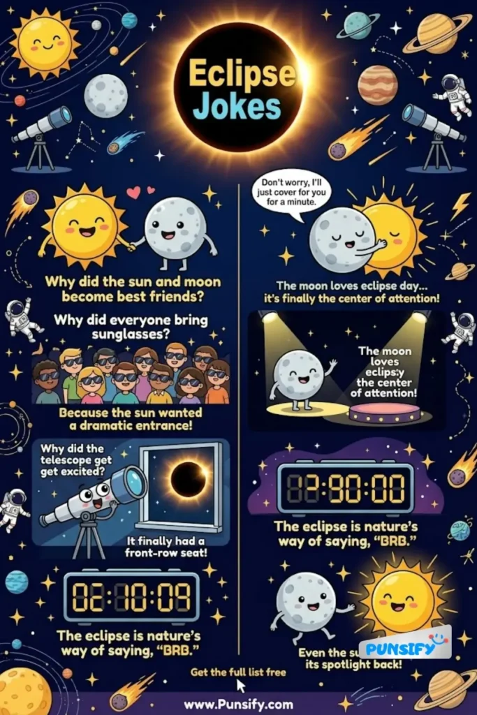 157 + Cosmic Comedy with Eclipse Jokes and Puns to Brighten Your Day!