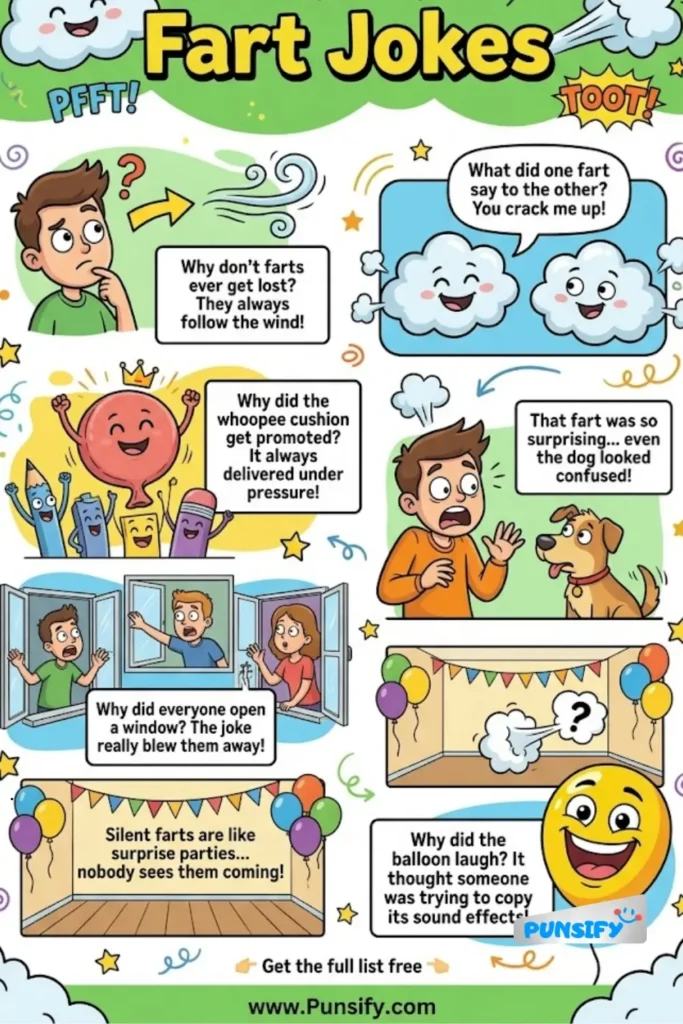 195+ Gassy Giggles and Cheeky Chuckles: Fart Jokes and Puns for All Ages in 2026