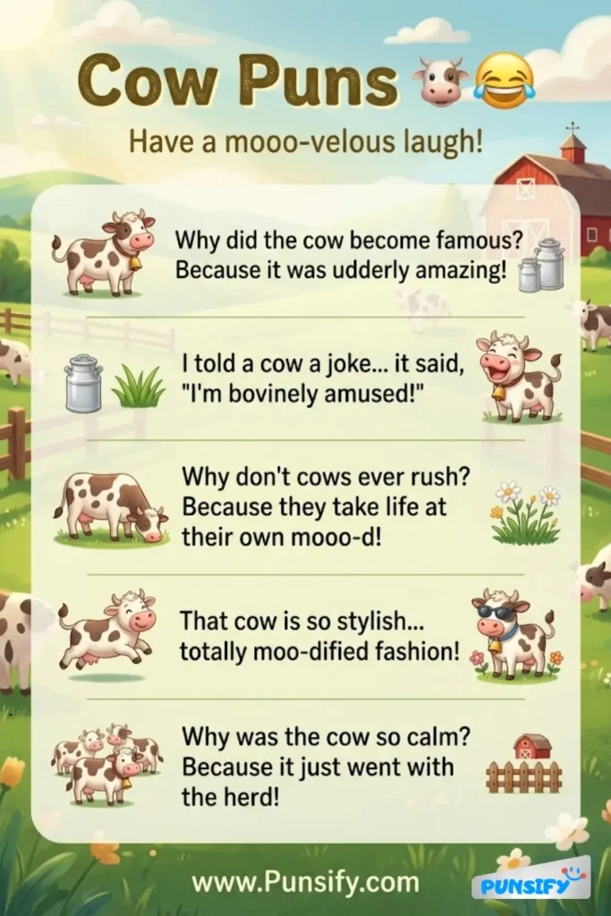 175+ Hilarious Cow Puns and Jokes That Will Have You Laughing Till Udderly Amused