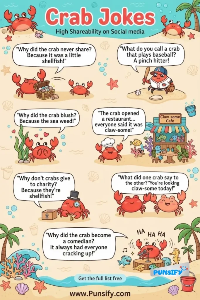 169+ Crab Jokes And Puns That Will Claw Your Sides with Laughter!