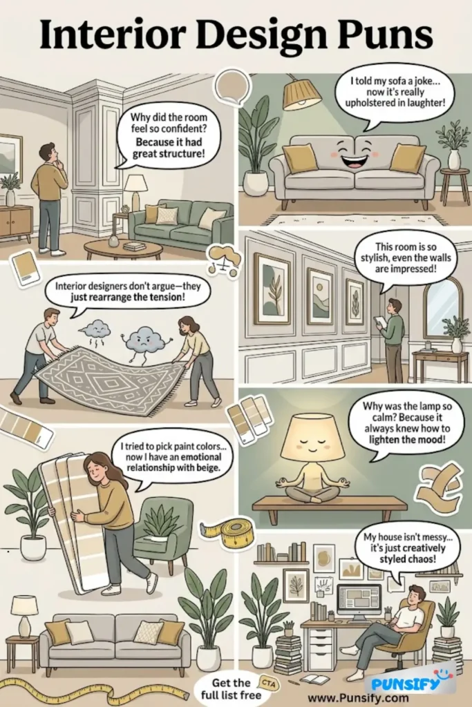 183+ Hilarious Interior Design Puns & Jokes to Brighten Your Space and Make You Laugh Out Loud