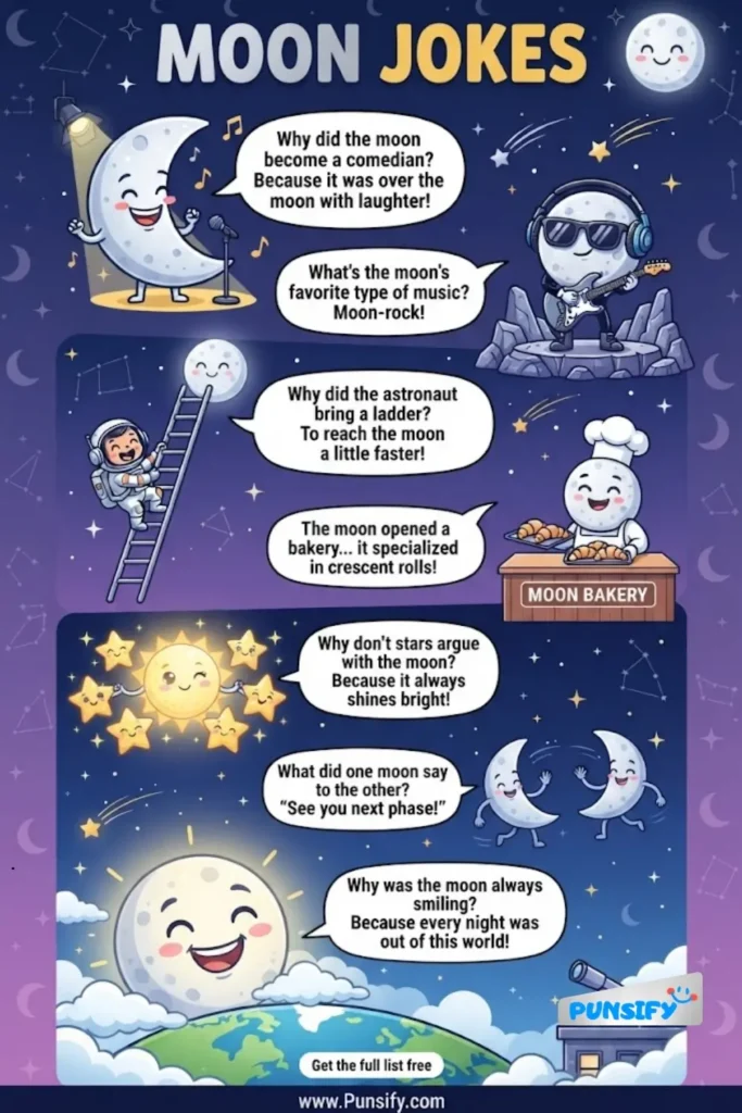 175+ Cosmic Giggles in Moon Jokes That Are Out of This World