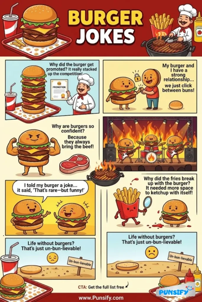 173+ Hilarious Burger Jokes & Puns That Will Lettuce Laugh Until We Fry!