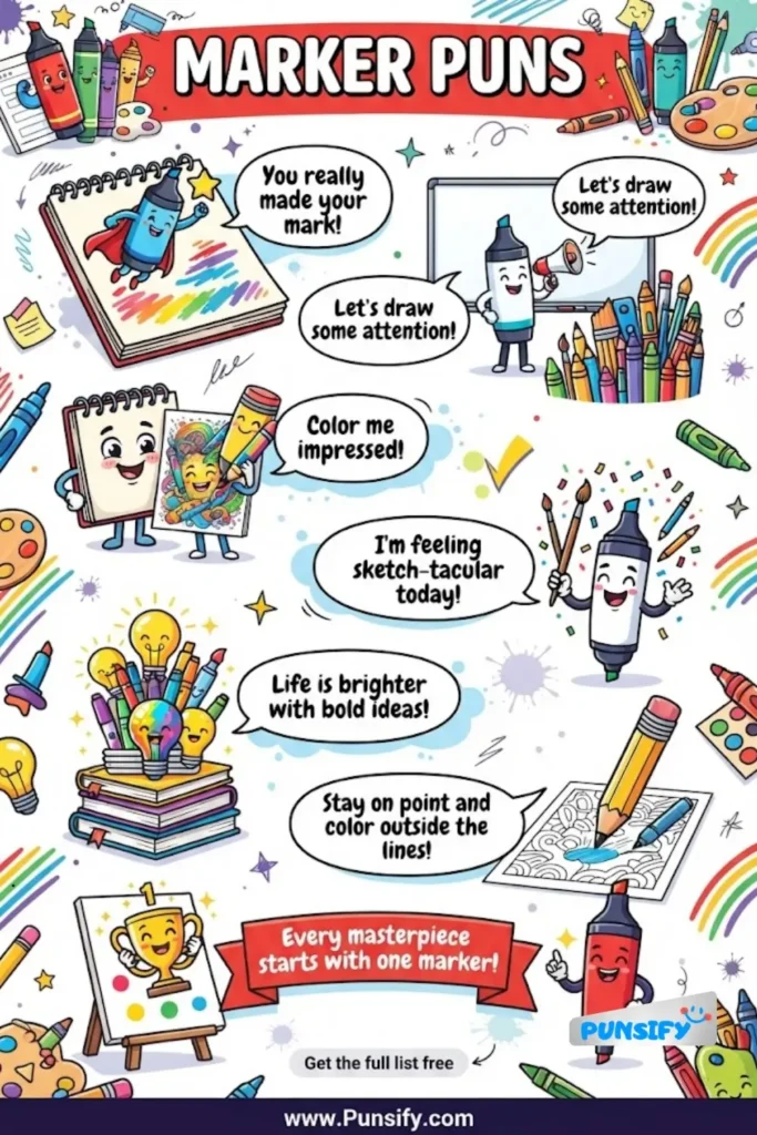 187+ Marker Puns to Keep Your Humor Colorful and Bold