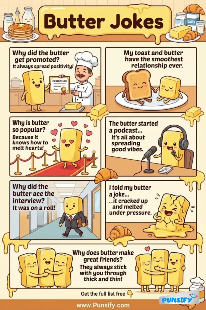 187+ Hilarious Butter Jokes & Puns That Spread Laughter Like Hot Toast!