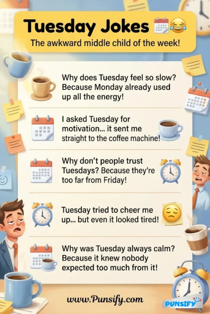 Giggle Fest Loaded with: 143+ Tuesday Jokes and Puns to Tickle Your Funny Bone