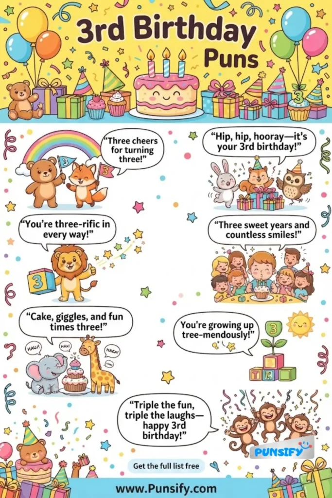 189+ Delightful 3rd Birthday Puns and Jokes to Spark Joy and Laughter for Everyone