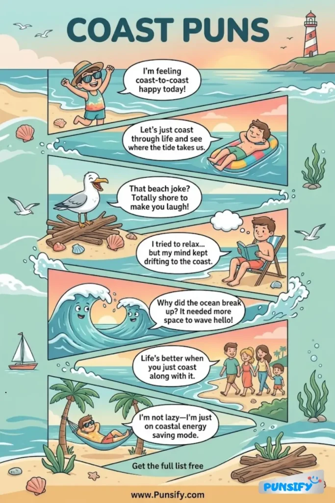 189+ Hilarious Coast Puns & Jokes for a Wave of Laughter and Fun Moments