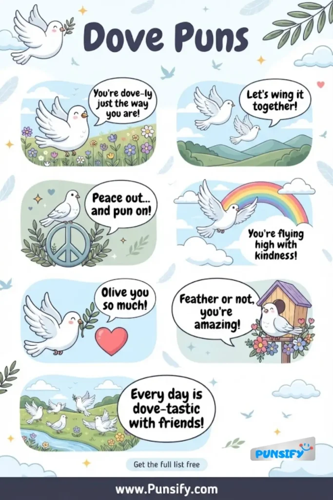 169+ Hilarious Dove Puns for Heartwarming Humor and Lighthearted Fun