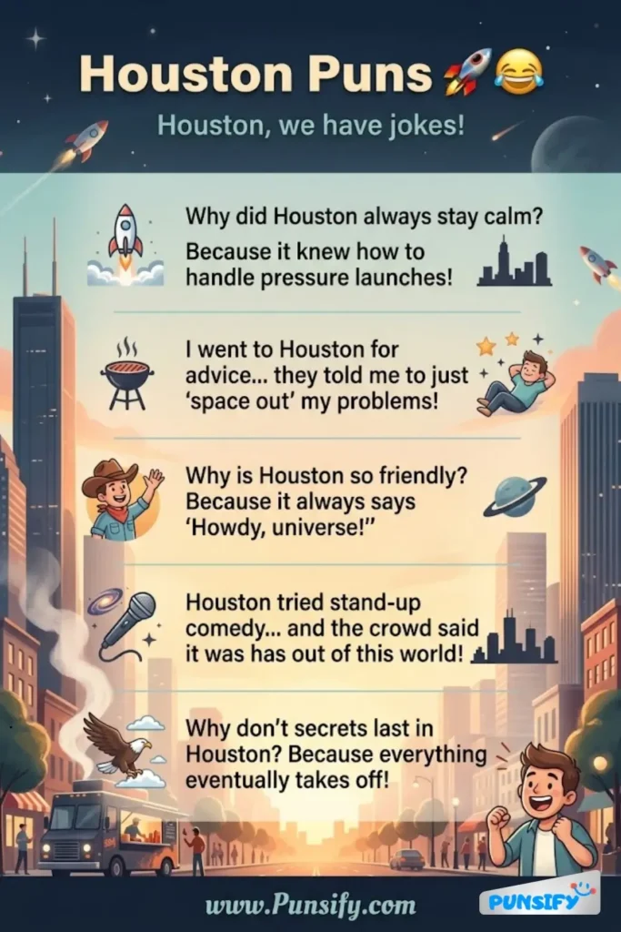 173+ Hilarious Houston Puns and Jokes That Will Have You Laughing To The Moon
