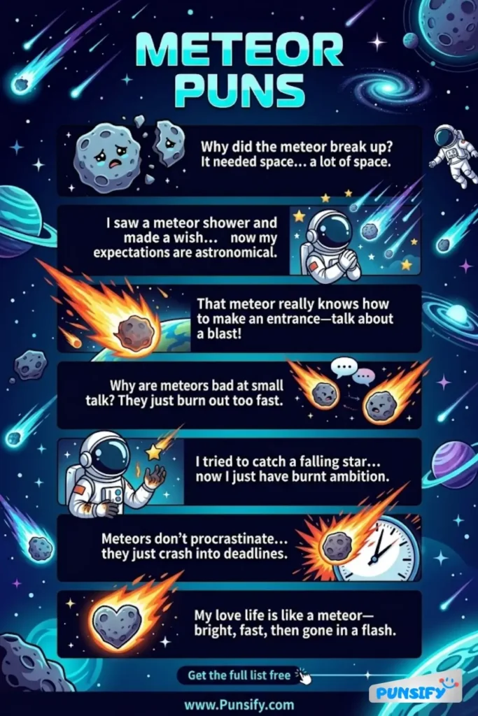189+ Hilarious Meteor Puns & Jokes to Light Up Your Day with Cosmic Humor