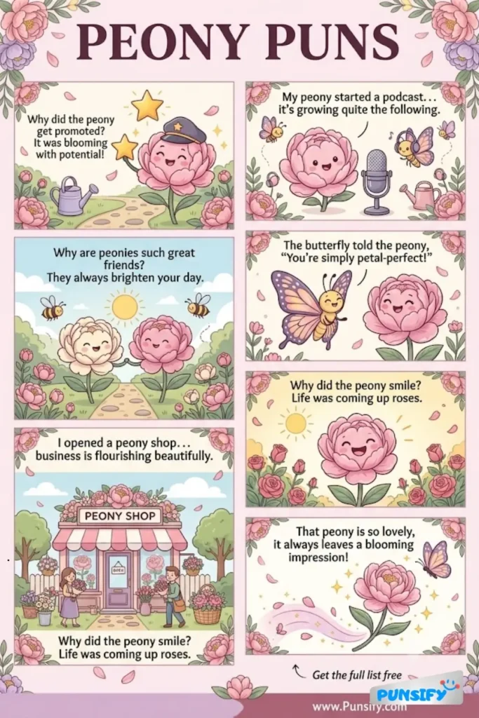 175+ Hilarious Peony Puns & Jokes for Flower Lovers and Garden Enthusiasts