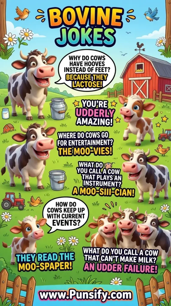 163+ Udderly Hilarious Bovine Jokes and Puns to Moo-ve Your Funny Bone!