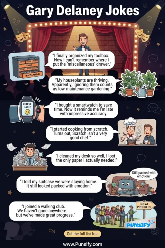 167+ Hilarity Loaded with Gary Delaney Jokes and Puns Galore