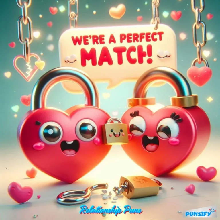 Two heart-shaped padlocks with cute faces say, "We're a perfect match!"