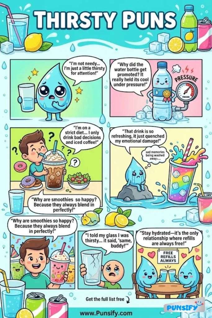 157+ Hilarious Thirsty Puns & Jokes to Quench Your Humor Thirst Today