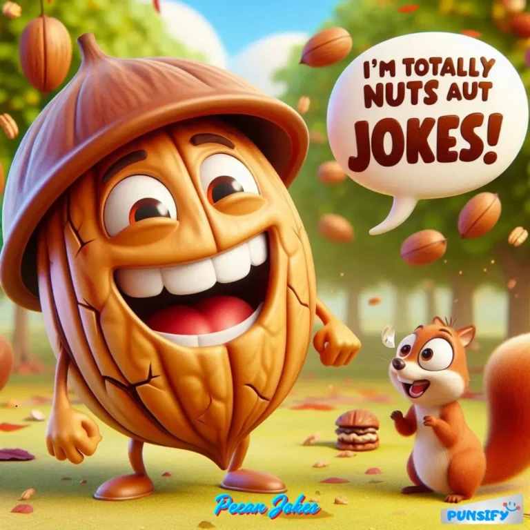 Nutty character with big smile and squirrel sharing a joke about nuts.