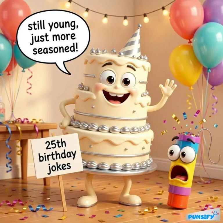 A birthday cake with a party hat, saying, "still young, just more seasoned!"