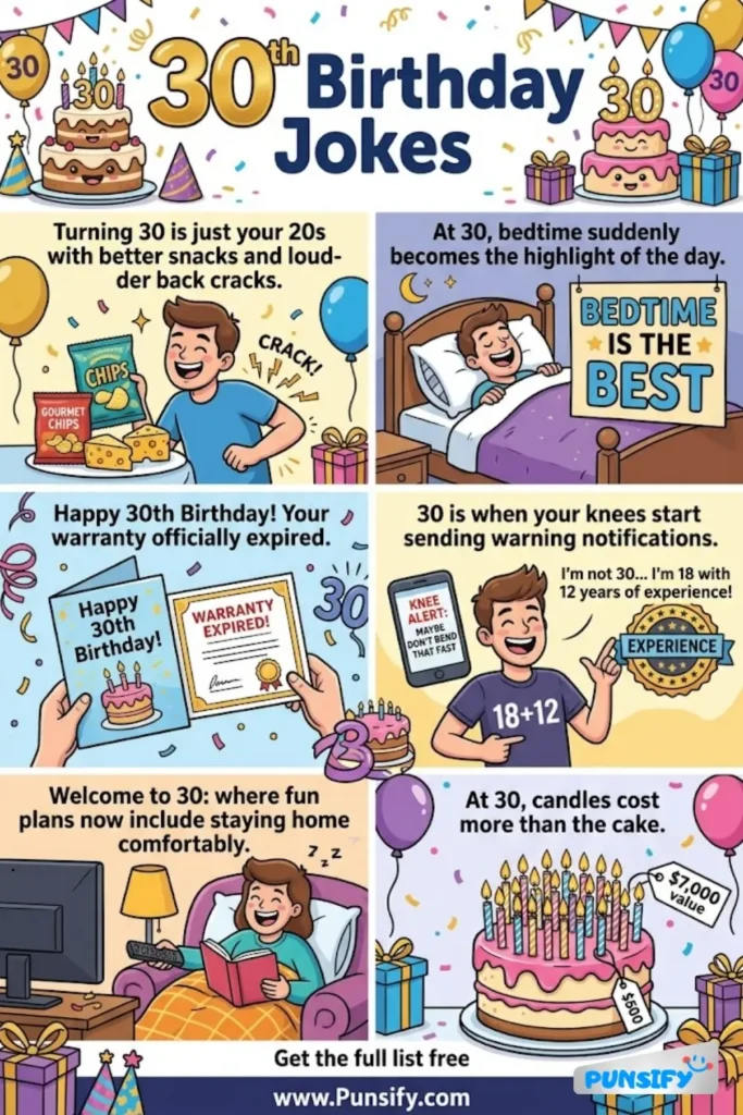189+ Hilarious 30th Birthday Jokes to Keep the Laughs Rolling and Age Strolling