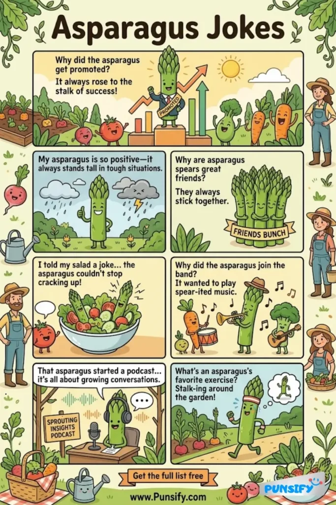 189+ Hilarious Asparagus Jokes & Puns That Are Spear-itually Funny and Totally Stalked!