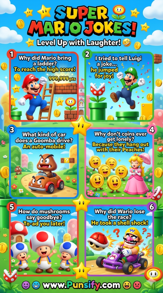 Mushrooming Laughs: 135+ Super Mario Jokes to Power Up Your Giggles