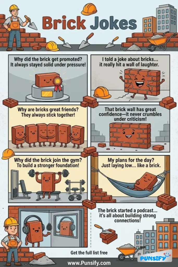 183+ Hilarious Brick Jokes & Puns That Will Cement Your Laughs in Place
