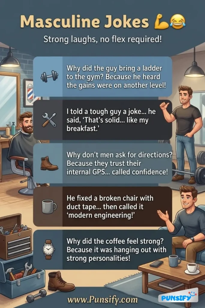 185+ Hilarious Masculine Jokes and Puns to Tickle Your Funny Bone and Smile