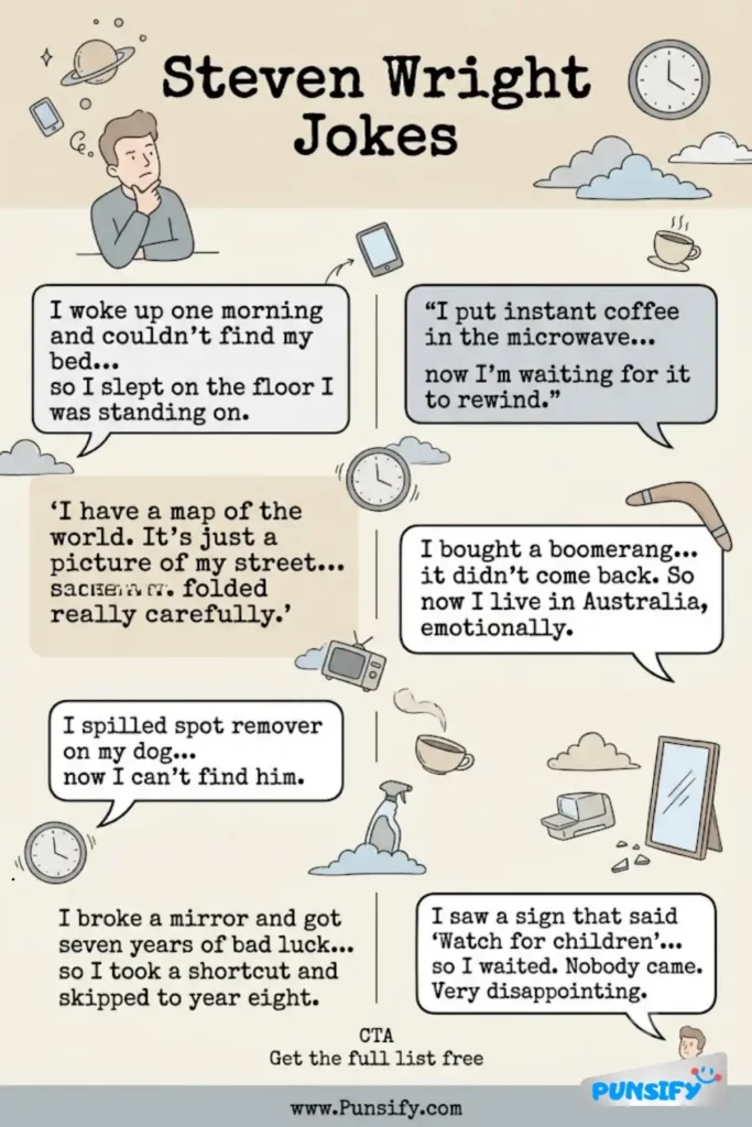 179+ Hilarious Steven Wright Jokes & Puns That Will Brighten Your Day