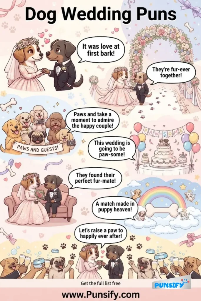 185+ Dog Wedding Puns for a Pawsitively Fun Celebration in 2026