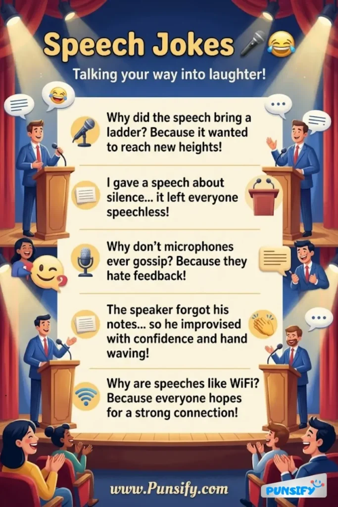 187+ Hilarious Speech Jokes and Puns to Lighten Up Any Occasion and Spark Laughter
