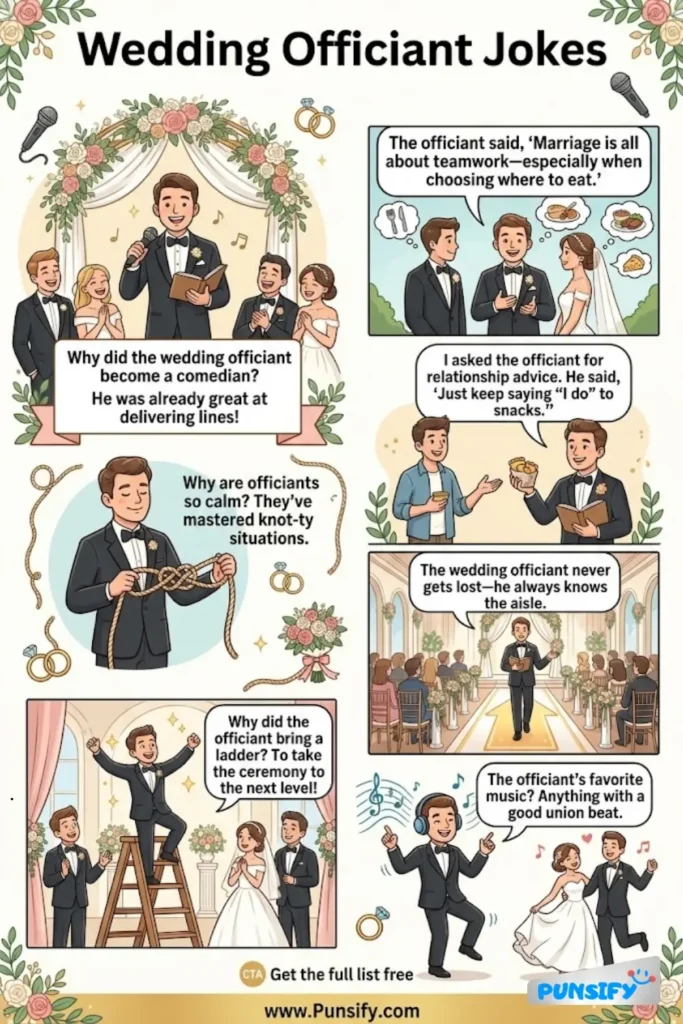 163+ Hilarious Wedding Officiant Jokes & Puns to Make Your Ceremony Shine