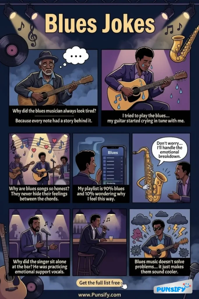 183+ Hilarious Blues Jokes & Puns That Will Make Your Rhythm and Laughs Rock!
