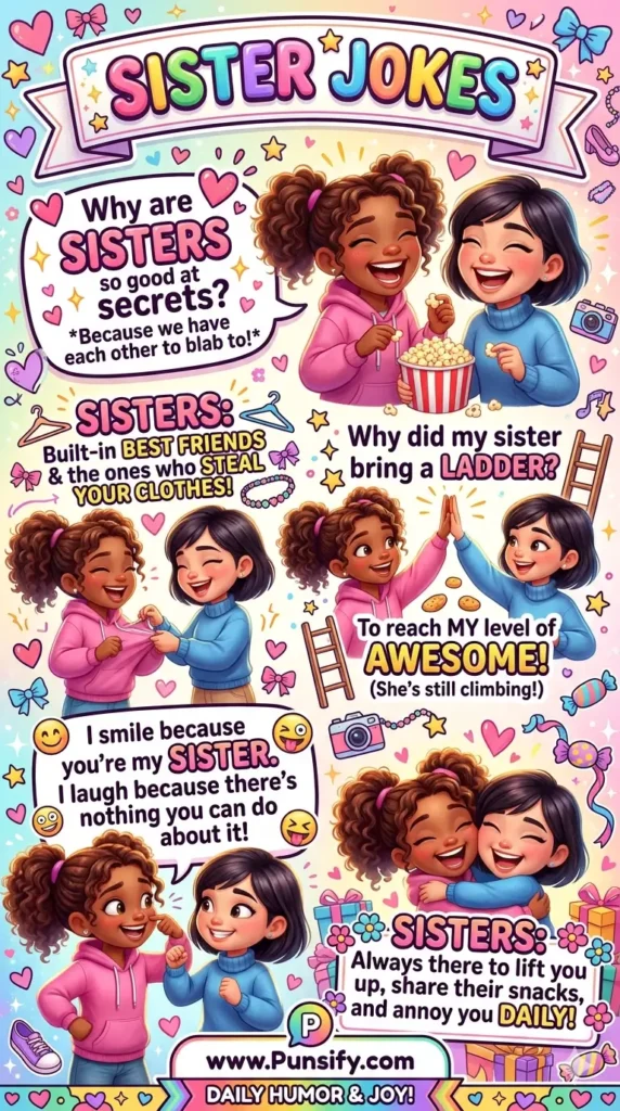 139+ Giggle Power Sister Jokes and Puns to Make You LOL in Harmony