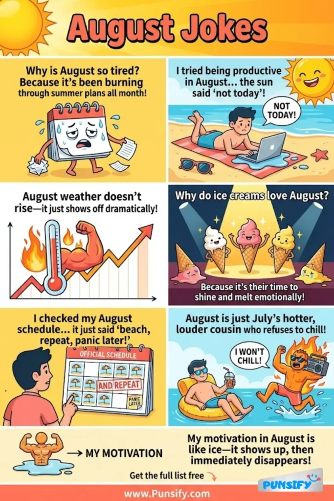 167+ Hilarious August Jokes & Puns to Make Your Summer Shine and Laughs Align