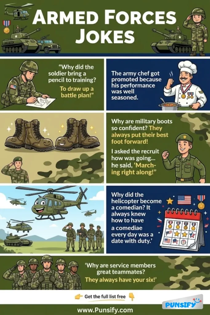 159+ Hilarious Armed Forces Jokes & Puns That Will Have You Saluting with Laughter