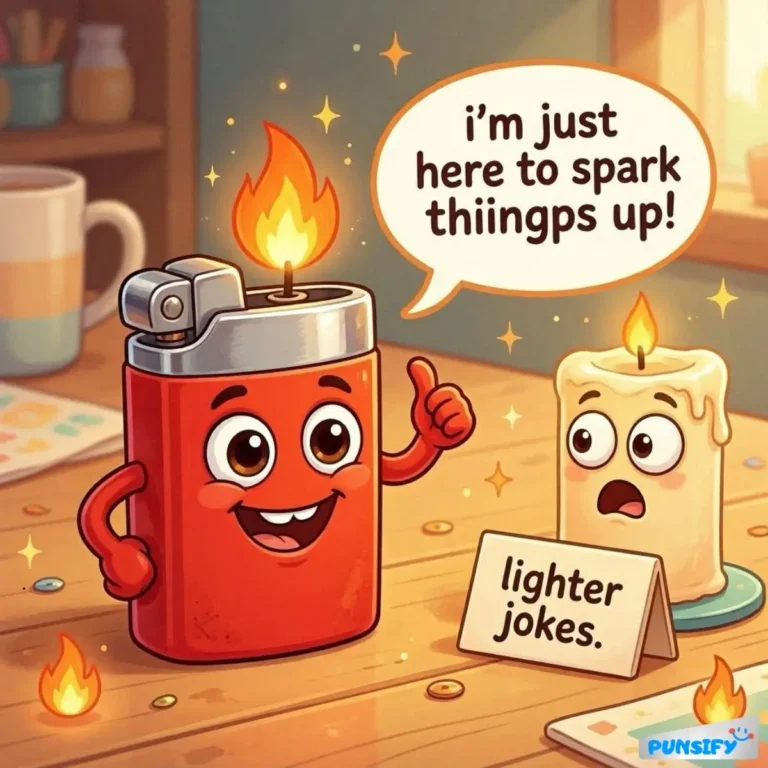 A cheerful lighter giving a thumbs up beside a surprised candle.