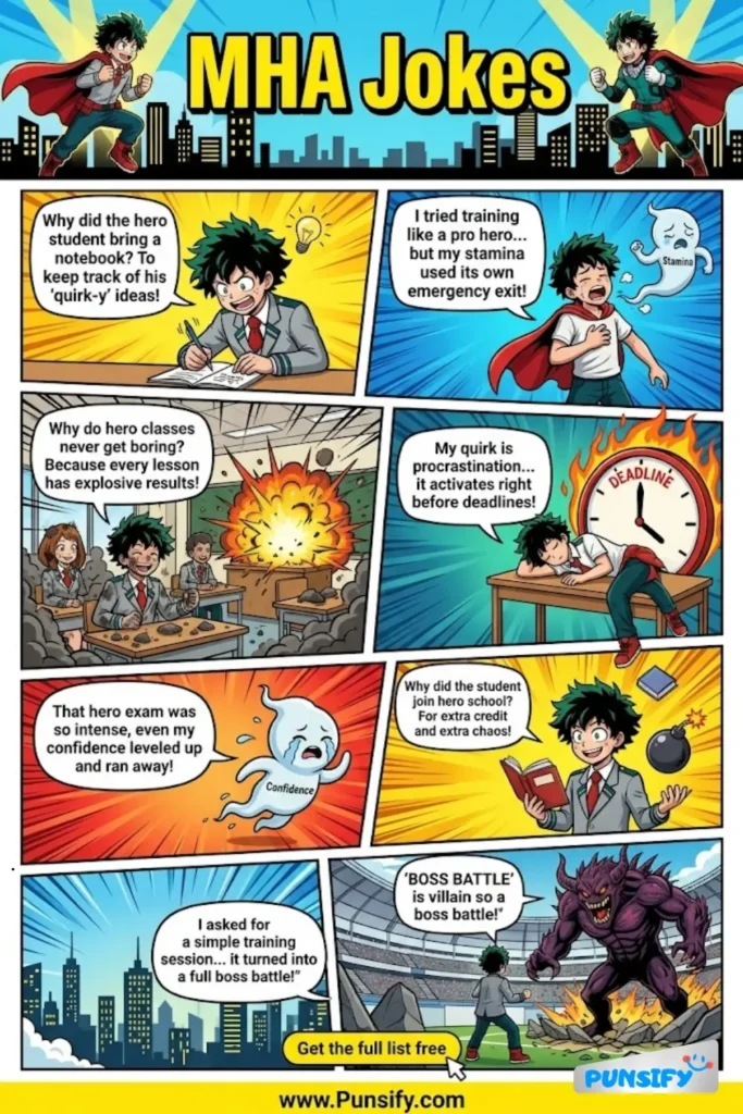 Heroic Laughs and Quirky Gaffs: 187+ MHA Jokes to Save Your Day!
