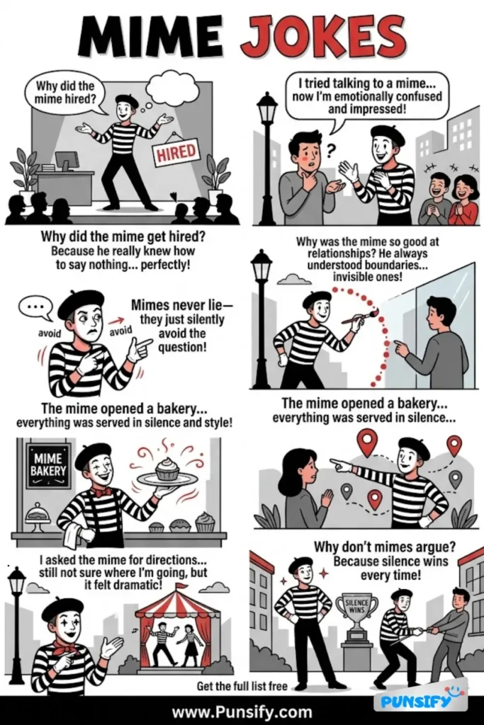 173+ Hilarious Mime Jokes & puns to Tickle Your Funny Bone and Spark Joy